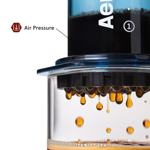 AeroPress Clear Blue Coffee Press - All-in-One French Press, Pour-Over & Espresso Style Manual Brewer, 2 Min Brew for Less Bitterness, More Flavor, Small Portable Coffee Maker, Travel & Camping - My Kitchen Products
