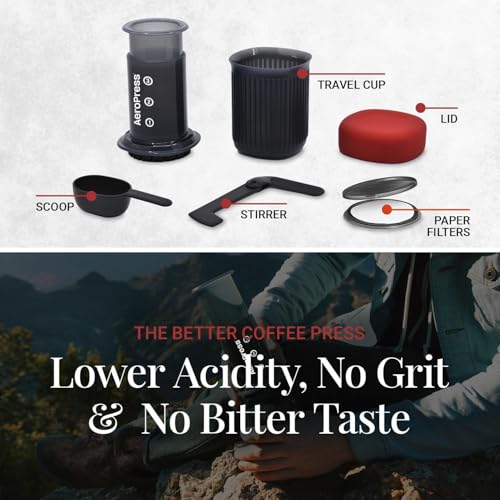 AeroPress Go, Extra Small Portable Coffee Maker Kit, Travel, Hiking & Camping, All-in-One French Press, Pour-Over & Espresso Style Manual Brewer, 2 Min Brew Makes a Less Bitter, More Flavorful Cup - My Kitchen Products