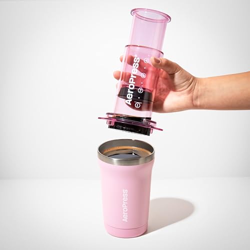 AeroPress Go Plus, Small Portable Coffee Maker Kit, Travel, Camping & Office, All-in-One French Press, Pour-Over & Espresso-Style Manual Brewer, 2 Min Brew for Less Bitterness, More Flavor, Pink - My Kitchen Products