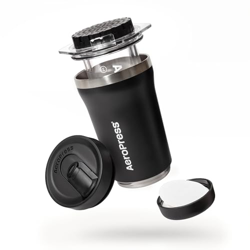AeroPress Go Plus, Small Portable Coffee Maker Kit, Travel, Camping & Office, All-in-One French Press, Pour-Over & Espresso Style Manual Brewer, 2 Min Brew for Less Bitterness, More Flavor, Black - My Kitchen Products