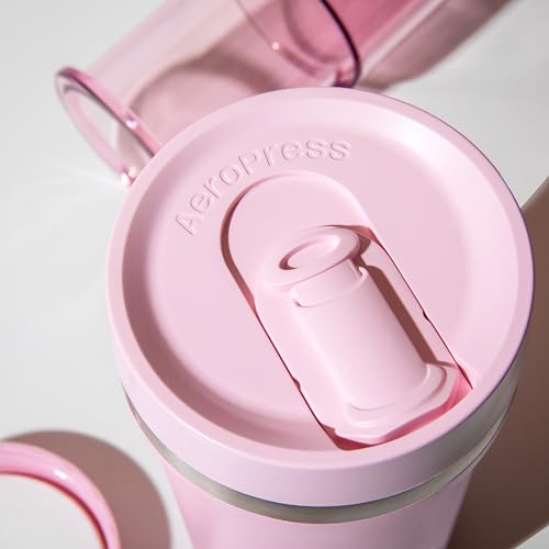 AeroPress Go Plus, Small Portable Coffee Maker Kit, Travel, Camping & Office, All-in-One French Press, Pour-Over & Espresso-Style Manual Brewer, 2 Min Brew for Less Bitterness, More Flavor, Pink - My Kitchen Products