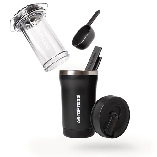 AeroPress Go Plus, Small Portable Coffee Maker Kit, Travel, Camping & Office, All-in-One French Press, Pour-Over & Espresso Style Manual Brewer, 2 Min Brew for Less Bitterness, More Flavor, Black - My Kitchen Products