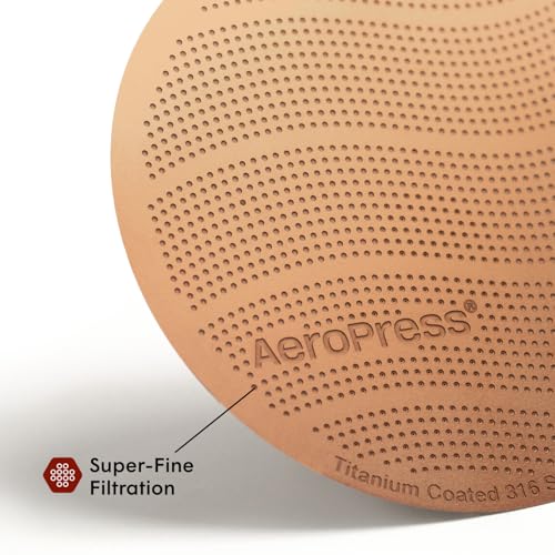 AeroPress Gold Tone Stainless Steel Reusable Filter – Durable Metal Coffee Filter, Sustainable, Eco-Friendly, Travel-Friendly, Fits Standard AeroPress Manual Coffee Makers - My Kitchen Products
