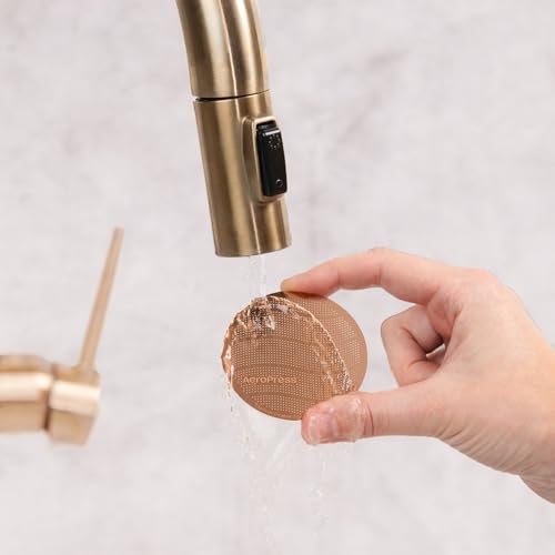AeroPress Gold Tone Stainless Steel Reusable Filter – Durable Metal Coffee Filter, Sustainable, Eco-Friendly, Travel-Friendly, Fits Standard AeroPress Manual Coffee Makers - My Kitchen Products