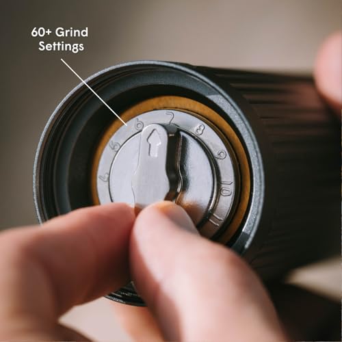 AeroPress Manual Coffee Grinder – Portable Hand Burr Grinder with Titanium-Coated Conical Burrs, 60 Grind Settings, Compact Travel Coffee Bean Grinder for AeroPress, Espresso, French Press, Moka Pot - My Kitchen Products