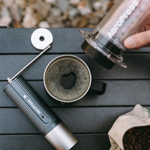 AeroPress Manual Coffee Grinder – Portable Hand Burr Grinder with Titanium-Coated Conical Burrs, 60 Grind Settings, Compact Travel Coffee Bean Grinder for AeroPress, Espresso, French Press, Moka Pot - My Kitchen Products