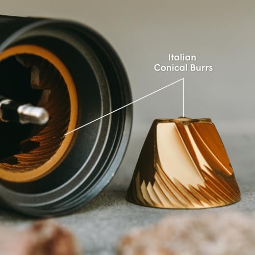 AeroPress Manual Coffee Grinder – Portable Hand Burr Grinder with Titanium-Coated Conical Burrs, 60 Grind Settings, Compact Travel Coffee Bean Grinder for AeroPress, Espresso, French Press, Moka Pot - My Kitchen Products