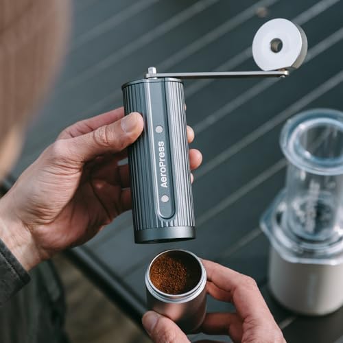 AeroPress Manual Coffee Grinder – Portable Hand Burr Grinder with Titanium-Coated Conical Burrs, 60 Grind Settings, Compact Travel Coffee Bean Grinder for AeroPress, Espresso, French Press, Moka Pot - My Kitchen Products