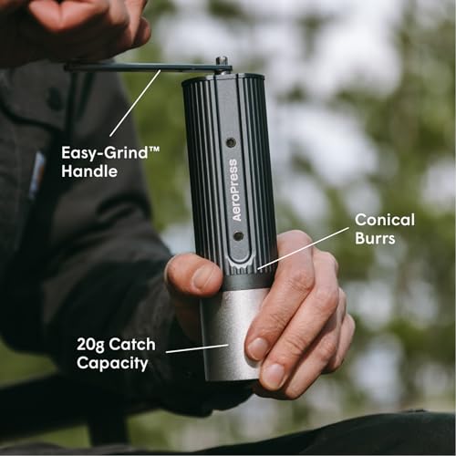 AeroPress Manual Coffee Grinder – Portable Hand Burr Grinder with Titanium-Coated Conical Burrs, 60 Grind Settings, Compact Travel Coffee Bean Grinder for AeroPress, Espresso, French Press, Moka Pot - My Kitchen Products
