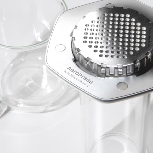 AeroPress Premium Coffee Press, Glass, Stainless Steel & Aluminum Coffee Maker, All-in-One French Press, Pour-Over & Espresso Style Manual Brewer, 2 Min Brew for Less Bitterness, More Flavor, Silver - My Kitchen Products