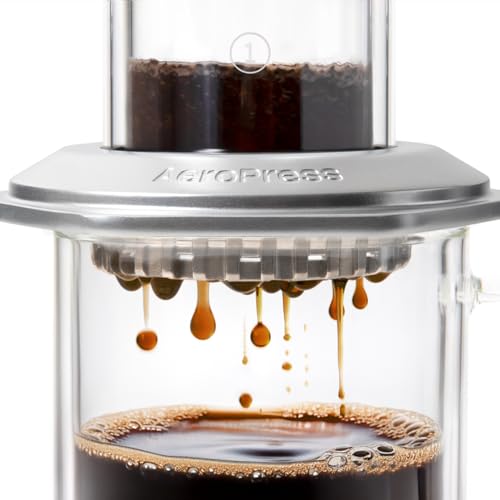AeroPress Premium Coffee Press, Glass, Stainless Steel & Aluminum Coffee Maker, All-in-One French Press, Pour-Over & Espresso Style Manual Brewer, 2 Min Brew for Less Bitterness, More Flavor, Silver - My Kitchen Products