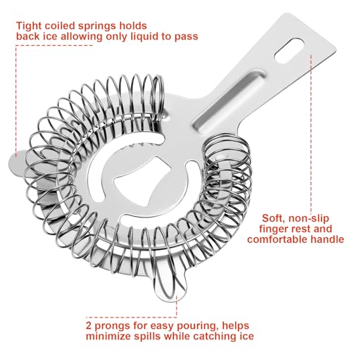 Afcabakila 16 Pcs Bar Bartender Strainer, 2 Prong Cocktail Strainer Bulk, Stainless Steel Drink Cocktail Strainers, Silver Shaker Ice Bar Shelf or Bartenders Mixologists Drinking Water Filtering - My Kitchen Products