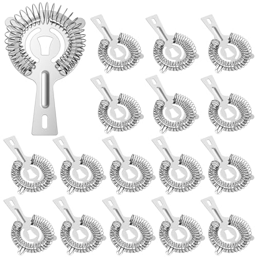 Afcabakila 16 Pcs Bar Bartender Strainer, 2 Prong Cocktail Strainer Bulk, Stainless Steel Drink Cocktail
