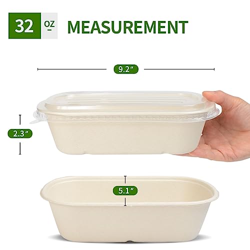 AICHEF 32 oz Paper Meal Prep Containers with Lids 50 Pack - My Kitchen Products