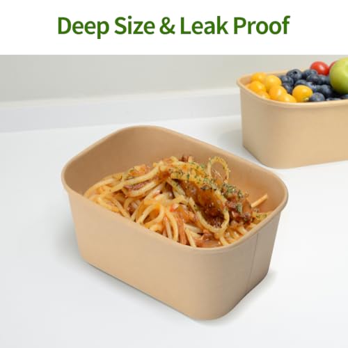 AICHEF 35 oz Paper Food Containers 50 Pack for Meal Prep and Food Storage - My Kitchen Products