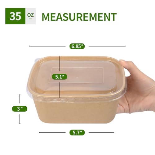 AICHEF 35 oz Paper Food Containers 50 Pack for Meal Prep and Food Storage - My Kitchen Products