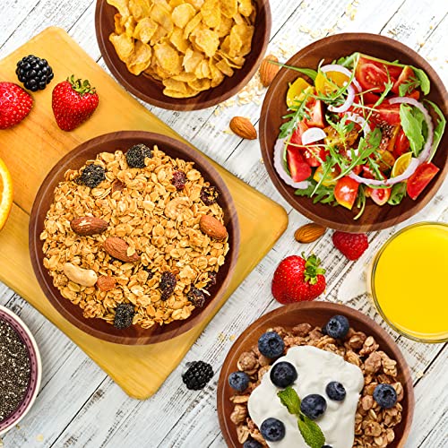 AIDEA Acacia Wooden Serving Bowls, 7 Inch Set of 4 for Salad, Soup, Noodle and More - My Kitchen Products