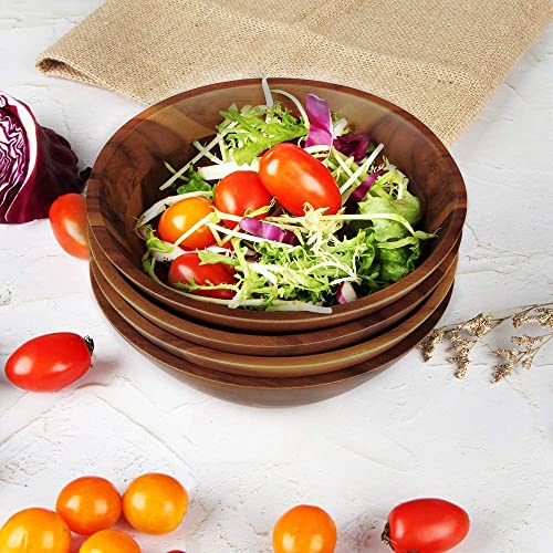 AIDEA Acacia Wooden Serving Bowls, 7 Inch Set of 4 for Salad, Soup, Noodle and More - My Kitchen Products