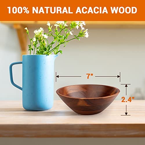 AIDEA Acacia Wooden Serving Bowls, 7 Inch Set of 4 for Salad, Soup, Noodle and More - My Kitchen Products