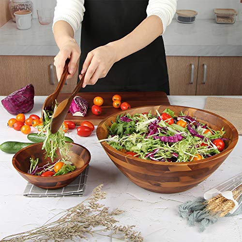 AIDEA Salad Bowls, Wooden Salad Bowls Set, Large Acacia Wood Serving Bowl for Fruits, Salad, 12.5" Big Salad Bowl with Serving Utensils - My Kitchen Products