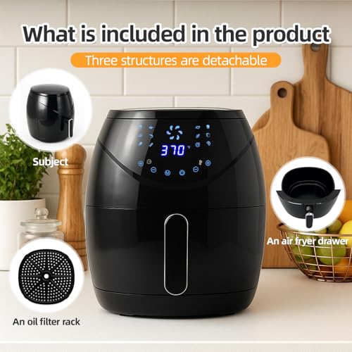 Air Fryer 6.5 QT Extra Hot Air Fryer for Crispy Cooking Bake Roast Nonstick High Gloss Black Finish Perfect for Healthy Meals Kitchen Appliance - My Kitchen Products