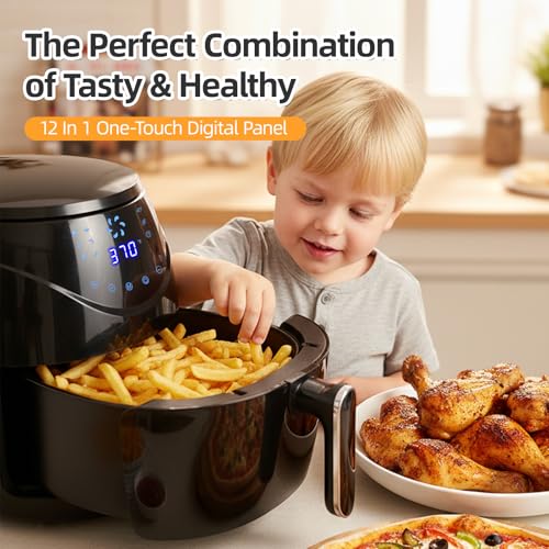 Air Fryer 6.5 QT Extra Hot Air Fryer for Crispy Cooking Bake Roast Nonstick High Gloss Black Finish Perfect for Healthy Meals Kitchen Appliance - My Kitchen Products