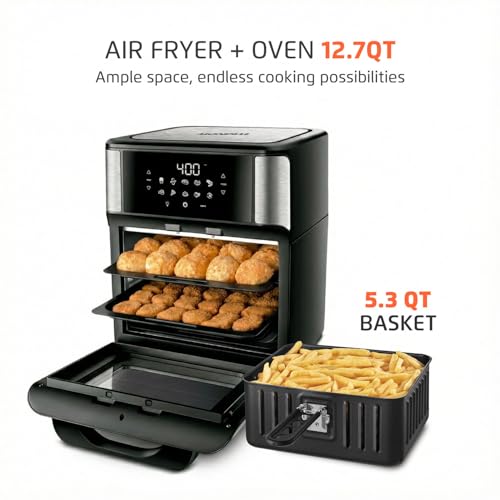 Air Fryer Oven 1800W, 12.7QT Capacity, Touchscreen Panel, Automatic Shut-Off, Toaster + Airfryer – Black & Stainless Steel – Mondial - My Kitchen Products