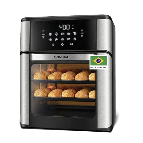 Air Fryer Oven 1800W, 12.7QT Capacity, Touchscreen Panel, Automatic Shut-Off, Toaster + Airfryer – Black & Stainless Steel – Mondial - My Kitchen Products