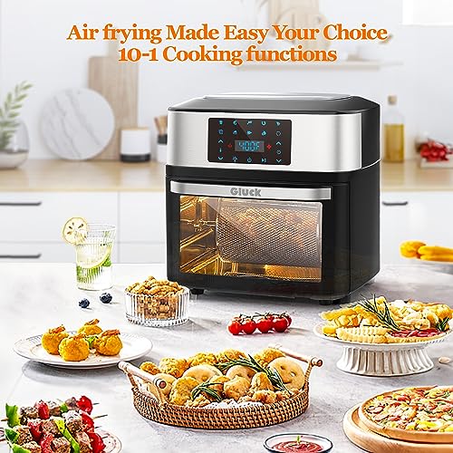 Air Fryer Oven Large 20 QT, 10-in-1 Toaster Oven Air Fryer Combo with Window for Family, Airfryer Oven with Rotisserie, 3 Dehydrating Racks - My Kitchen Products
