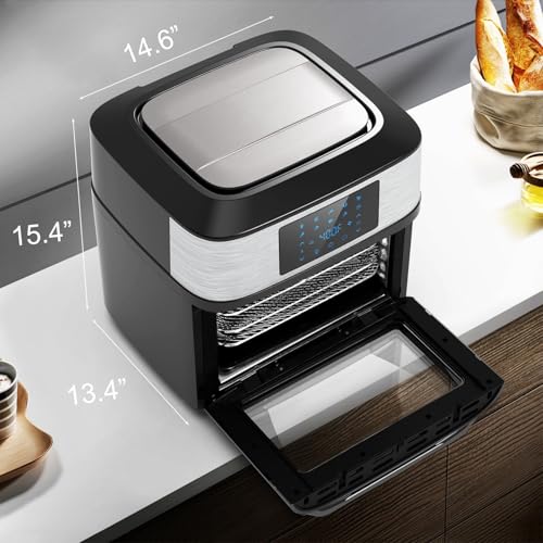 Air Fryer Oven Large 20 QT, 10-in-1 Toaster Oven Air Fryer Combo with Window for Family, Airfryer Oven with Rotisserie, 3 Dehydrating Racks - My Kitchen Products