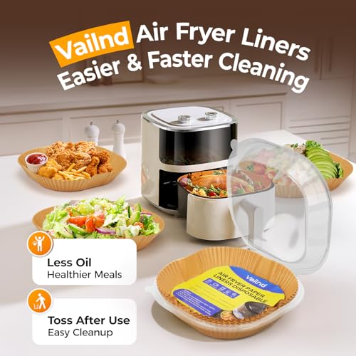 Air Fryer Paper Liners, 125Pcs Parchment Paper, Air Fryer Liners Disposable for Microwave, Non-Stick Air Fryer Liner Square Free of Bleach (8IN) - My Kitchen Products