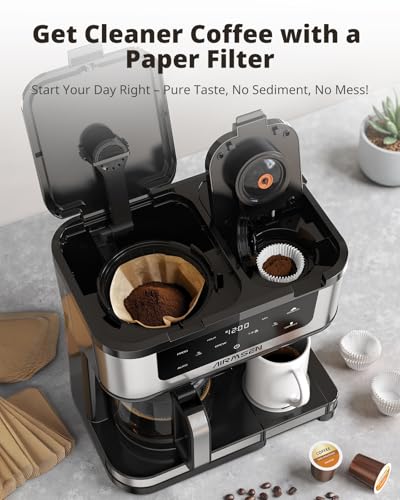AIRMSEN 12-Cup Programmable Dual Coffee Maker – Single Serve Machine for K-Cup Pods & Ground, 1000W Fast Brew, Delay Start, 2H Keep Warm, Touchscreen, 60oz Tank, Glass Carafe – Home & Office - My Kitchen Products