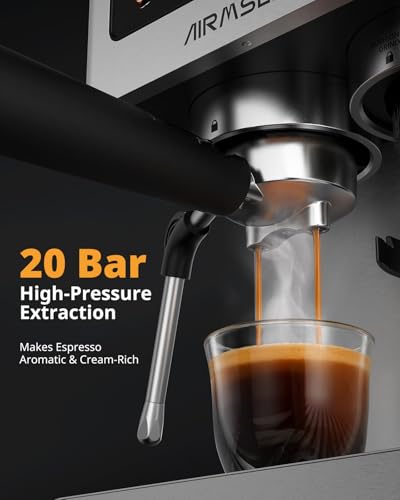 AIRMSEN Espresso Machines with Burr Grinder, 20 Bar, Milk Frother Steam Wand, Stainless Steel Coffee Maker for Home - Cappuccino Latte & Cold Brew Iced Coffee Maker & Americano - My Kitchen Products