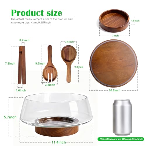 Airsent Extra Large Glass Salad Bowl with Lid Set, 5-Qt (160 fl oz) Mixing/Serving Bowl with Wood Base & Salad Servers, Trifle Bowl for Kitchen, Parties & Christmas - My Kitchen Products