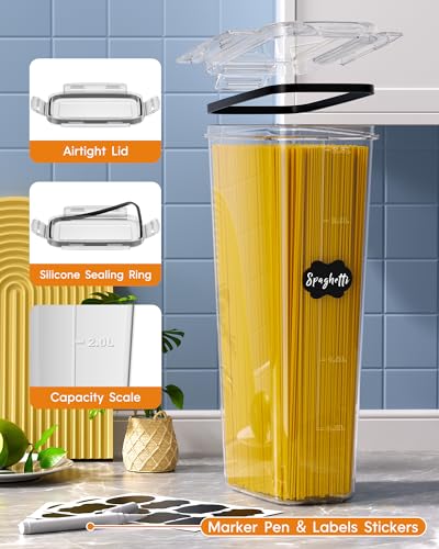 Airtight Food Storage Containers with Lids, 24 PCS Kitchen and Pantry Organization Canisters, BPA-Free, PVC-Free, Food-grade Plastic Leak-proof Jars for Cereal, Flour, Sugar, Extra 24 Labels & Marker - My Kitchen Products