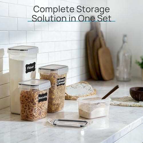 Airtight Food Storage Containers with Lids, Vtopmart 24 pcs Plastic Kitchen and Pantry Organization Canisters for Cereal, Dry Food, Flour and Sugar, BPA Free, Includes 24 Labels，Black - My Kitchen Products