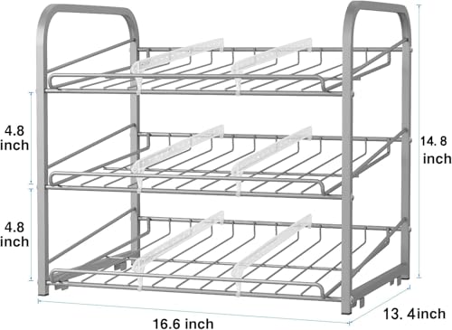 AIYAKA Can Rack Organizer, 3 Tier Stackable Can Storage Dispenser,for Food Storage, Kitchen Cabinets or Pantry, Storage for 36 Cans, Silver - My Kitchen Products