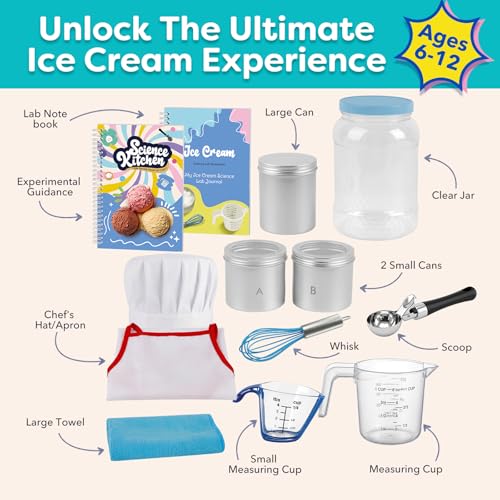 Aizweb Ice Cream Maker for Kids-Science Kits to Make Your Own Ice Cream | STEM Educational Food Science Experiments,Birthday Gifts for Boys&Girls Ages 5–14 | Includes Visual Recipes,Scoop,Cans&Whisks - My Kitchen Products
