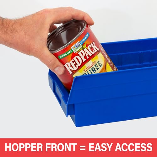 Akro-Mils 30130 Plastic Shelf Bins, Heavy Duty Storage Bins for Garage, Closet, and Drawer Organization, 12" x 6-1/2" x 4", Red, 12-Pack - My Kitchen Products