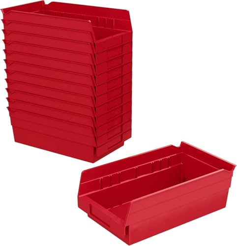 Akro-Mils 30130 Plastic Shelf Bins, Heavy Duty Storage Bins for Garage, Closet, and Drawer Organization, 12" x 6-1/2" x