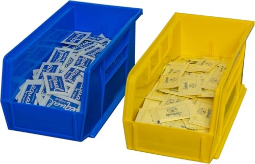 Akro-Mils 30230 AkroBins Plastic Storage Bins, Space-Saving Stackable Bins for Garage, Pantry, Craft Organization, 10.5 "L x 5.5 "W x 5"H, Blue, 12-Pack - My Kitchen Products