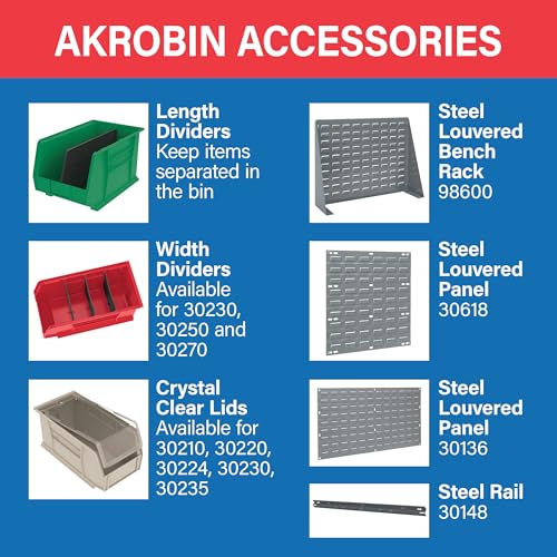 Akro-Mils 30230 AkroBins Plastic Storage Bins, Space-Saving Stackable Bins for Garage, Pantry, Craft Organization, 10.5 "L x 5.5 "W x 5"H, Blue, 12-Pack - My Kitchen Products