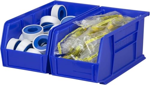 Akro-Mils 30230 AkroBins Plastic Storage Bins, Space-Saving Stackable Bins for Garage, Pantry, Craft Organization, 10.5 "L x 5.5 "W x 5"H, Blue, 12-Pack - My Kitchen Products
