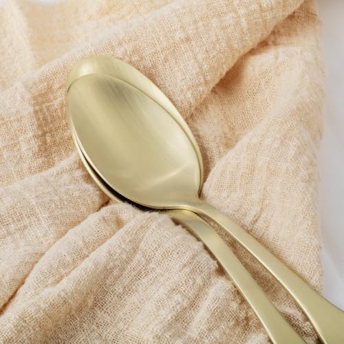 Alata Kate Champagne Gold Satin 20-Piece Silverware Set, Service for 4, Stainless Steel Flatware Set, Matte Polished Cutlery Set, Dishwasher Safe - My Kitchen Products