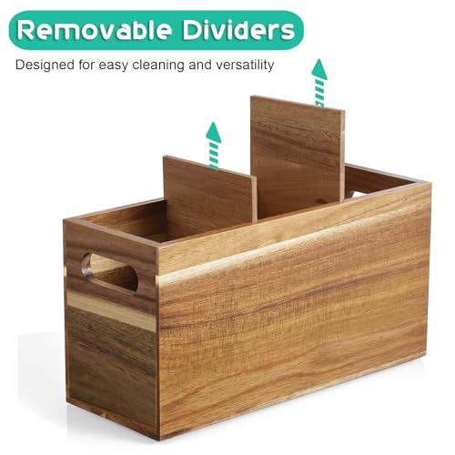 ALELION Acacia Wood Utensil Holder Organizer for Counter - Large Wooden Utensil Caddy for Countertop - 3 Compartment Cooking Tool Holder for Spatula - for Farmhouse Kitchen Decor and Accessories - My Kitchen Products