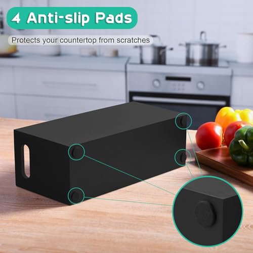 ALELION Large Utensil Holder with Removable Divider - 4 Compartment Wooden Utensil Caddy Organizer for Kitchen Counter - Black Cooking Utensil Crock for Countertop - My Kitchen Products