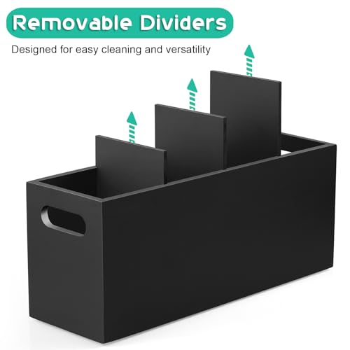 ALELION Large Utensil Holder with Removable Divider - 4 Compartment Wooden Utensil Caddy Organizer for Kitchen Counter - Black Cooking Utensil Crock for Countertop - My Kitchen Products