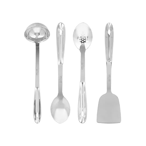 All-Clad 5-Piece Stainless Steel Kitchen Utensil Set – Includes Ladle, Solid Spoon, Slotted Spoon, Turner & Storage Caddy – Heavy-Gauge, Ergonomic, Dishwasher Safe, Silver - My Kitchen Products