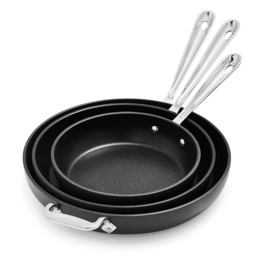 All-Clad Black Nonstick 12-Inch Skillets Set of 3, 834, 1034, 1234 - My Kitchen Products
