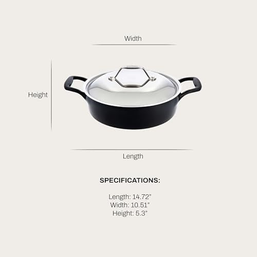 All-Clad Cast Iron Braiser Pan, 4 Qt Enameled Cast Iron Casserole Pan with Lid, Grill, Oven Safe up to 650F, Compatible with All Stovetops (Gas, Electric & Induction), Easy-Clean, Cookware, Black - My Kitchen Products